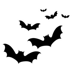 Fototapeta premium halloween bats on transparent background. Silhouette of bat, bats, animal, fauna, animal silhouette design. Bats illustration. Design for print, sticker, element, decoration, etc. PNG 