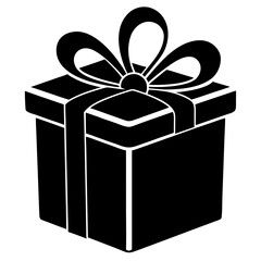 Gift Box vector clean black silhouette design white background