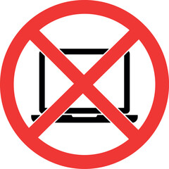 No laptop icon forbidden technology symbol