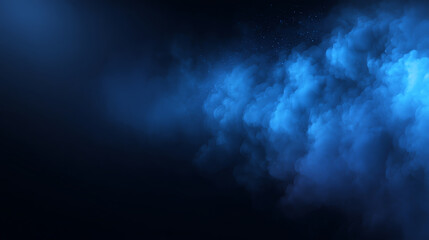 Blue glowing smoke or mist swirling against a dark background, creating a mysterious and ethereal atmosphere with soft, flowing textures