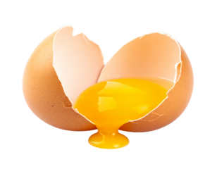 A cracked egg shell, isolated on a white background, symbolizing new beginnings, fragility, or broken promises.