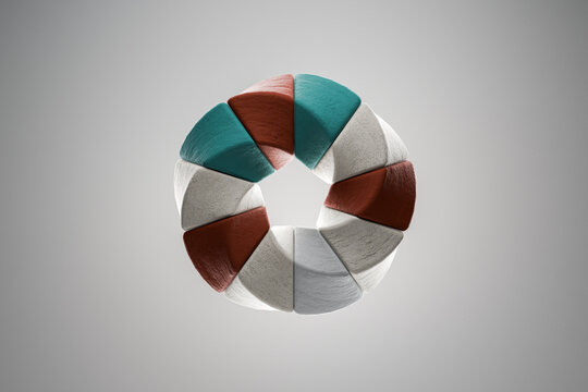 Abstract geometric torus and pentagon stone 3D shape on minimal background