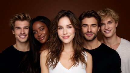 Obraz premium Cheerful Young LGBTQ Adults Standing Close Together in Friendly Studio Portrait