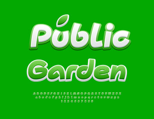 Naklejka premium Vector Trendy board Public Garden. Bright Fashion Font. Unique Decorative Alphabet Letters and Numbers set