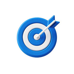 A blue target with a white arrow in the center, highlighting focus and precision