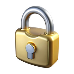 Golden Padlock with Silver Shackle on Black Background