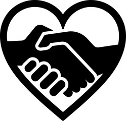 Obraz premium Heart Handshake Love Symbol vector | Unity Friendship Trust Icon