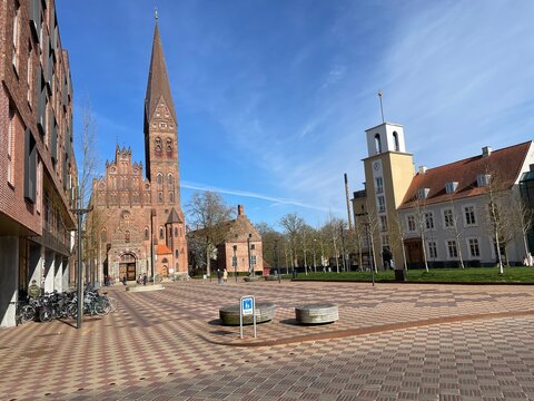 Albani Torv Square with Odense Cathedral, Denmark