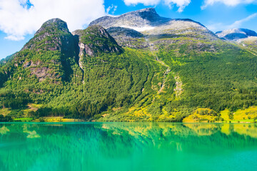 Fototapeta premium Norway fjord and glacier landscape