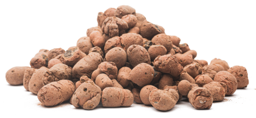 Pile of expanded clay drainage isolated on white