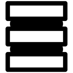 Database. Outlined stroke vector icon with black-filled details.