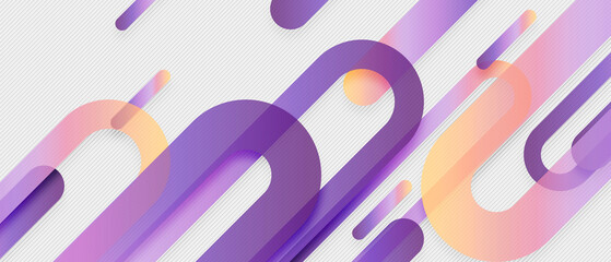 White abstract wide banner background with purple geometric shapes