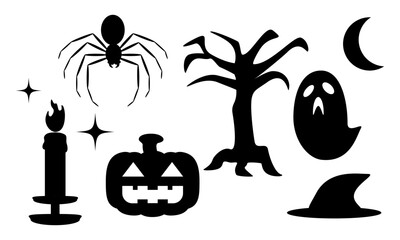 ハロウィンのシルエットのイラスト