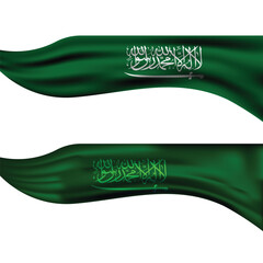 Saudi arabia national flag waving green fabric with arabic script
