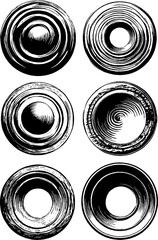 Vintage engraved circle grid set for retro design and decoration