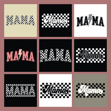 Checkered mama t shirt design