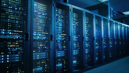 High-Tech Data Centre Infrastructure with Server Racks and Cooling Systems - Powered by Adobe