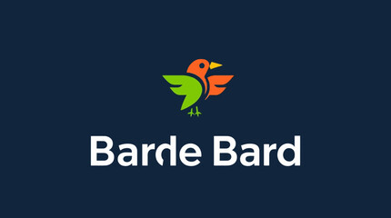 Logo featuring a stylized bird with green wings and orange body above the words 