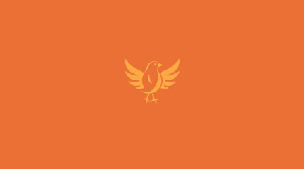 Simple, stylized bird logo on a vibrant orange background.