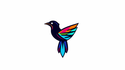 Stylized colorful bird illustration, vibrant plumage, simple design, avian artwork.