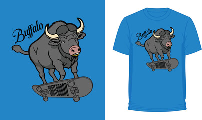 Buffalo Skateboard T-Shirt Design