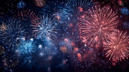 Fototapeta premium Spectacular Fireworks Lighting Up the Night Sky in a Vibrant and Joyous Celebration