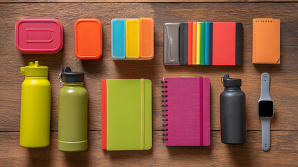Flat Lay of Back-to-School Essentials on a Clean Background