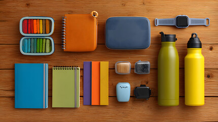 Flat Lay of Back-to-School Essentials on a Clean Background