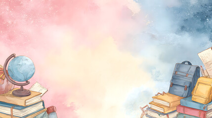 Light Pastel Watercolor Wash Background with Faint Lines