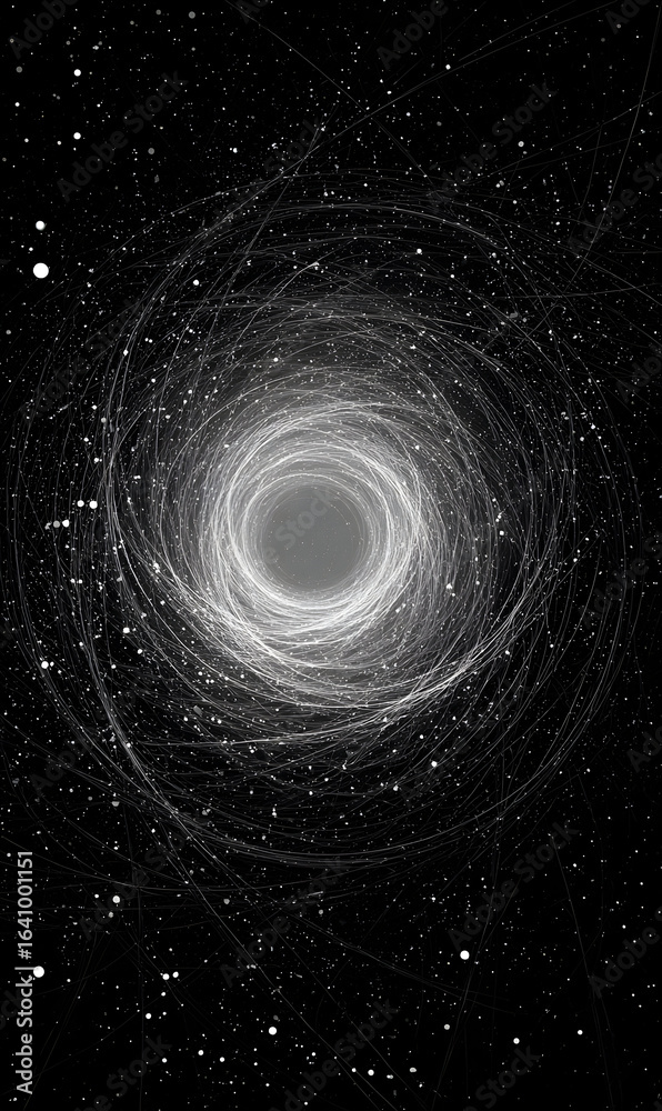Wall mural cosmic vortex of ethereal light and dark creating a mesmerizing spiral with celestial dust radiating