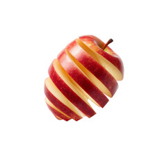 Spiraled Red Apple Slices on Black Background - Fresh Fruit Photography