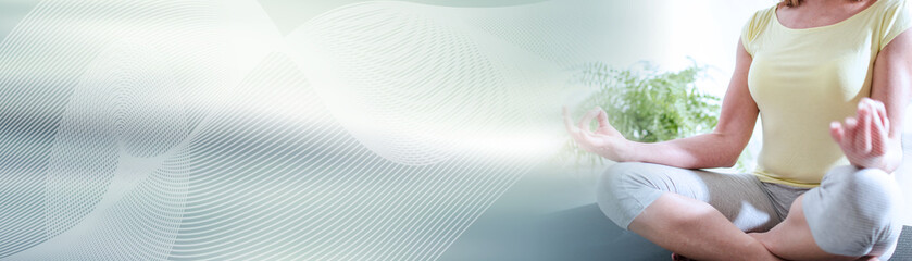 Woman doing yoga; panoramic banner