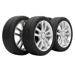 Obraz premium set of four car wheels and tires on Isolated transparent background png. generated with AI