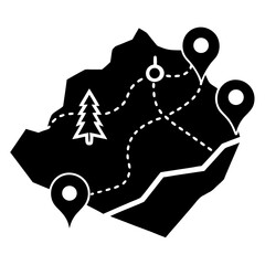 Map with Trail vector clean black silhouette design white background