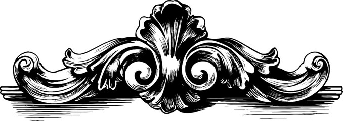 Fototapeta premium Rococo molding design engraving - elegant baroque ornament for decor and art projects