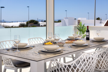 Close-Up of Rooftop Dining Table