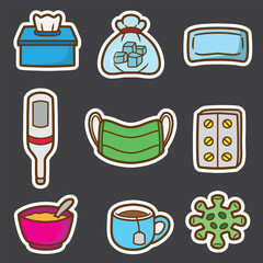 set of flu treatment good for sticker, badge, element design, icon, etc