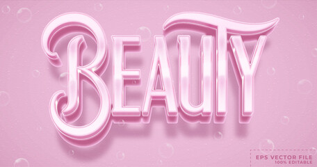 Beauty pink 3d text effect logo template
