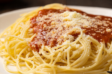 ミートソースのパスタ