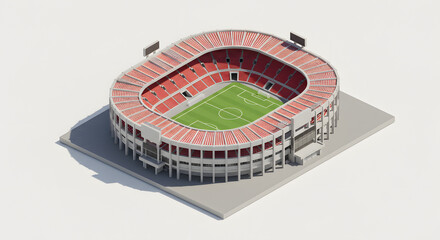 Estadio Nacional de Lima, Peru, depicted as a detailed 3D isometric vector stadium model for architectural visualization.