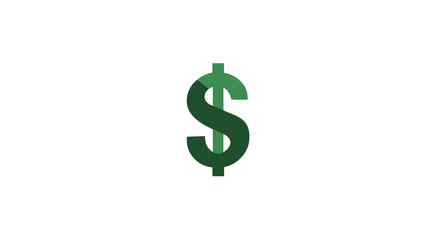 A green dollar sign with a visible shadow on a white background in a simple graphic design style