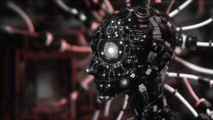 Fototapeta premium Cybernetic Mind: Advanced AI Robot with Glowing Circuits