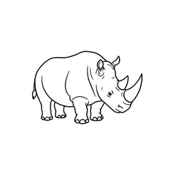 Fototapeta premium Rhino Line Drawing in Black and White
