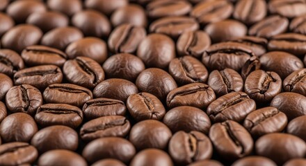 Roasted Coffee Beans Closeup Macro Texture.