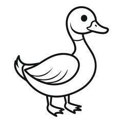 A simple black and white line art illustration of a duck, showcasing its elegant form and graceful posture. Perfect for adding a touch of nature to any project. 