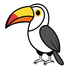 Obraz premium This is an illustration of a toucan. It is a tropical bird known for its large, colorful beak. The toucan is isolated on white background. It is a vector illustration.