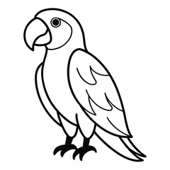 A delightful parrot illustration, perfect for coloring books and educational materials. Its simple design and clear lines make it ideal for children's activities. 