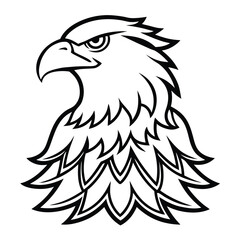 A powerful eagle head illustration, perfect for logos and designs. Its simple design and clear lines make it ideal for artistic and creative projects and branding.
