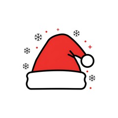 Santa Hat with Snowflakes in Minimal Style