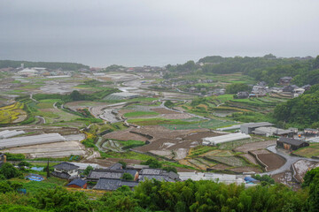 花房展望所から眺める加津佐町の農村風景